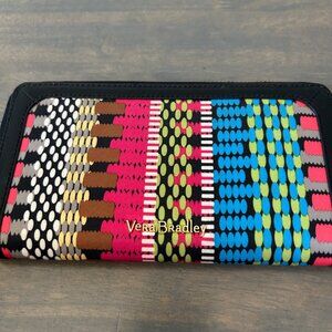 Vera Bradley Cha Cha Zip Around Wallet leather trim Great Condition